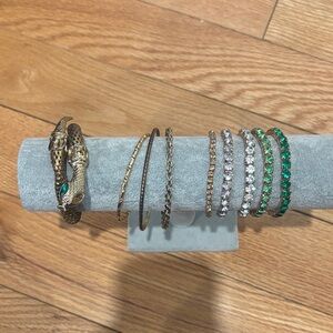Elegant Gold and Green Bracelet Set